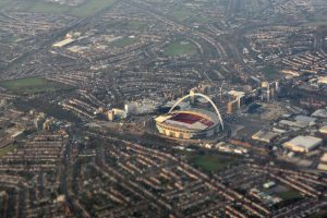 Wembley Stadium - 2nd largest football stadium in Europe - arial view