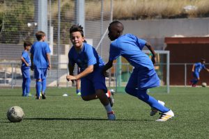 two childs in entrance trials for valencia soccer academies