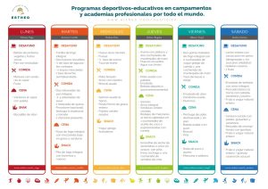 Calendario semanal con una dieta para niños deportistas